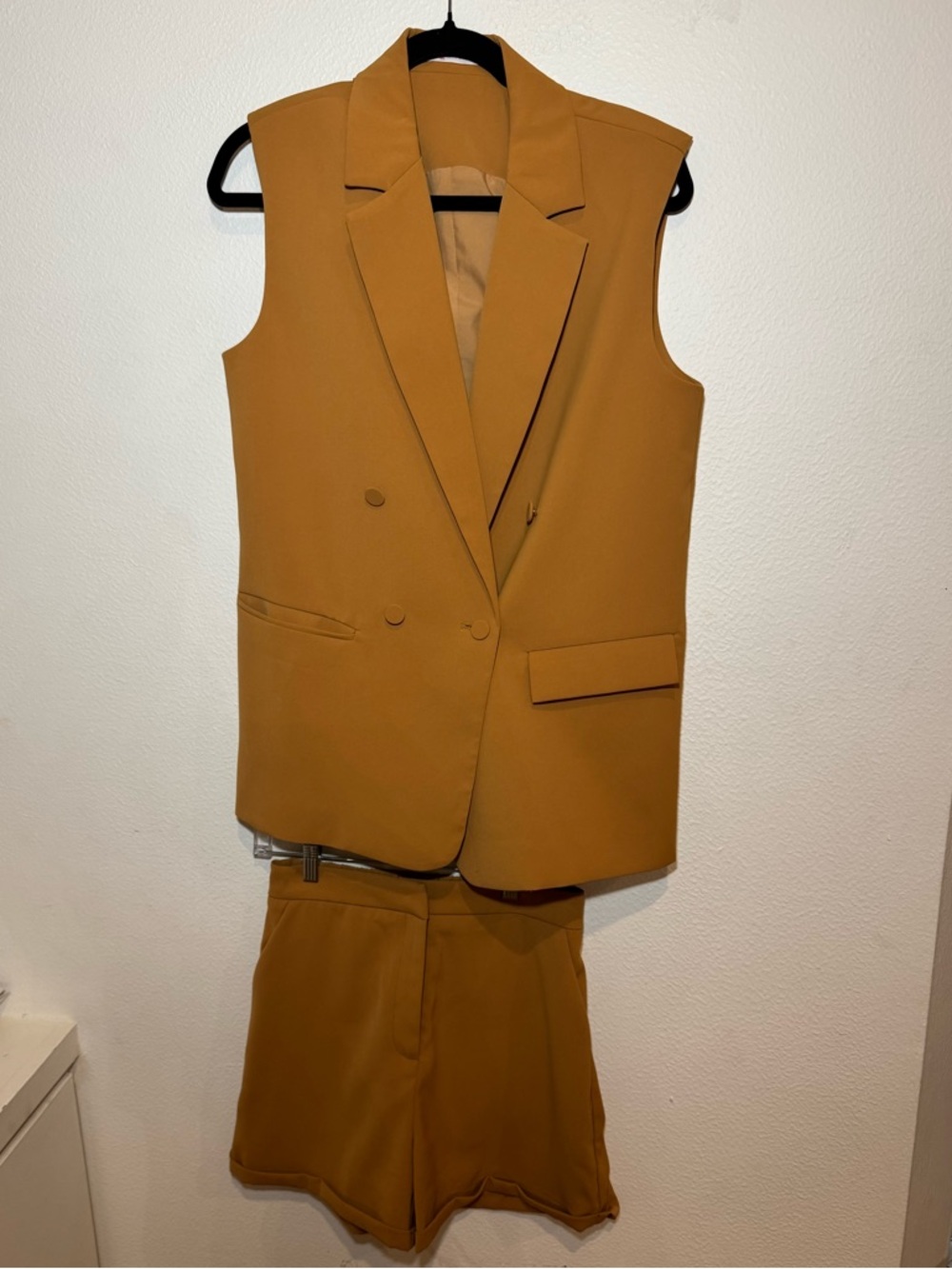 Sleeveless Blazer & Shorts Set - Mustard/Golden brown Size S